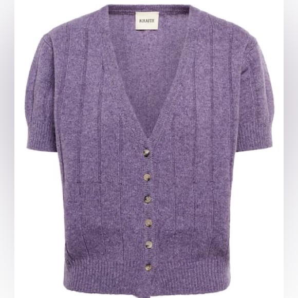 NWT Khaite Maryam cashmere cardigan Sweater in Purple | size L - Picture 2 of 5